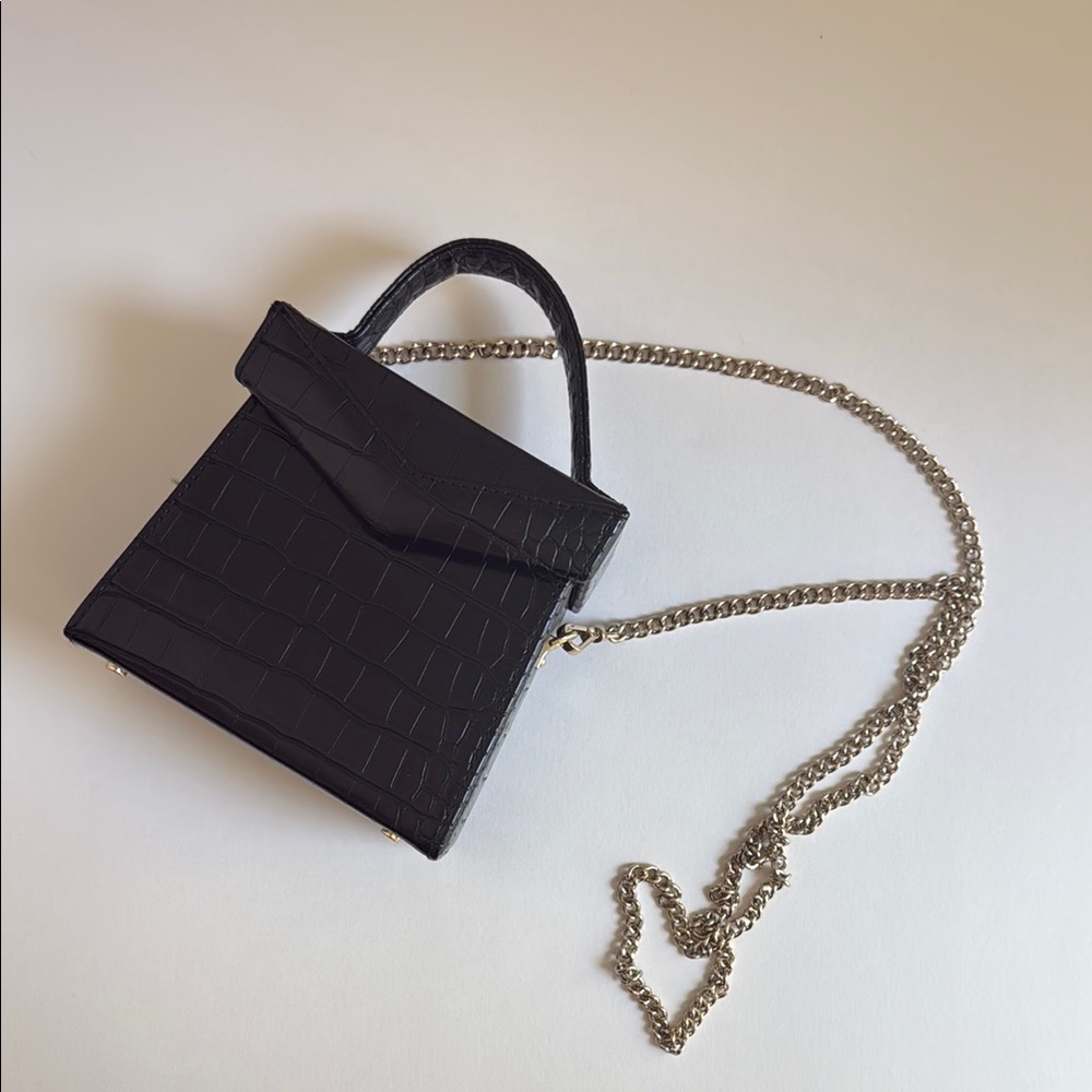 Zara Black Faux Crocodile Leather Zara Mini Purse